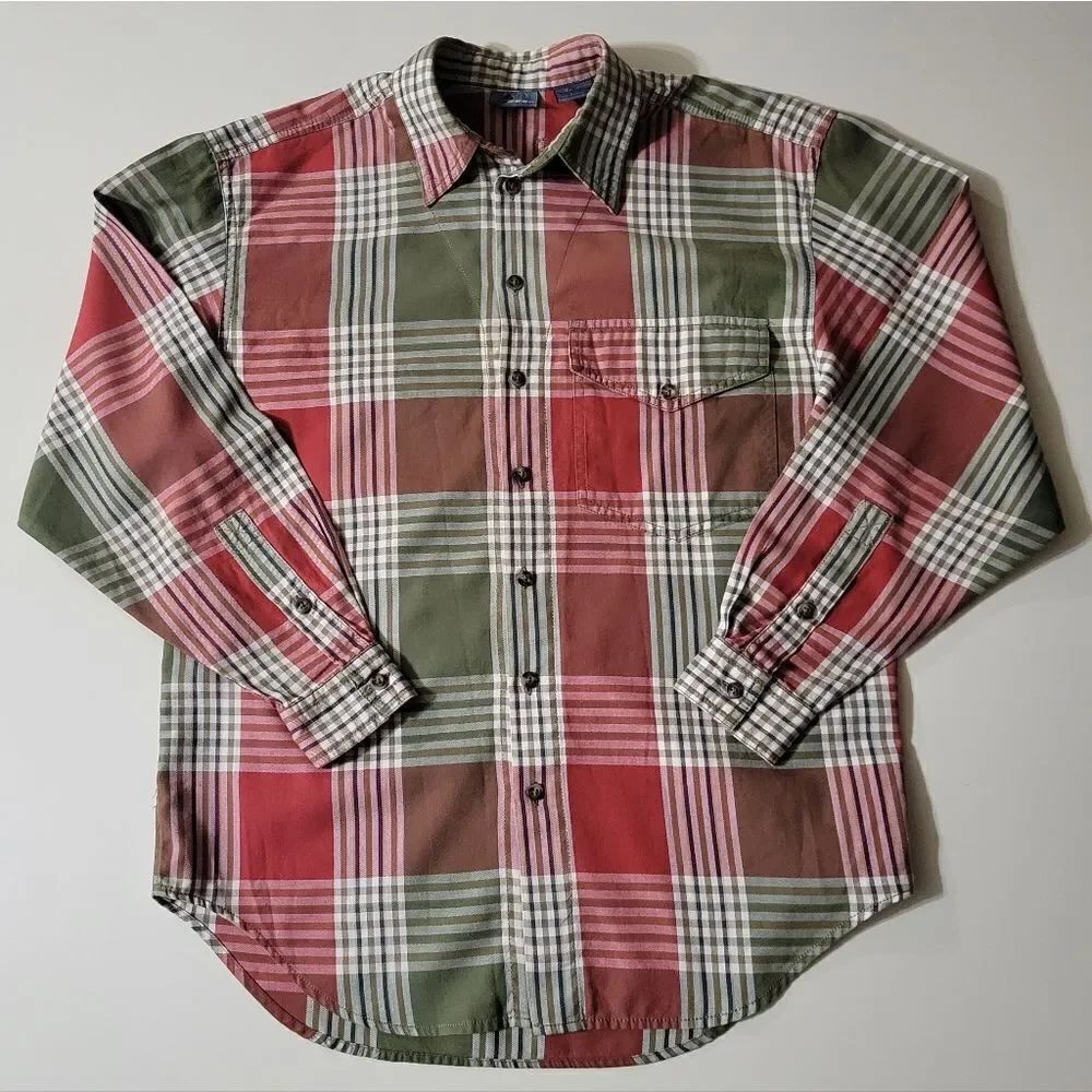 Liz Claiborne Womens Red Plaid Long Sleeve Button-Down Shirt